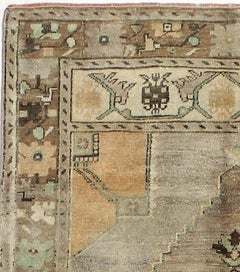Camel, Gray and Brown Handmade Wool Turkish Old Anatolian Konya Rug
