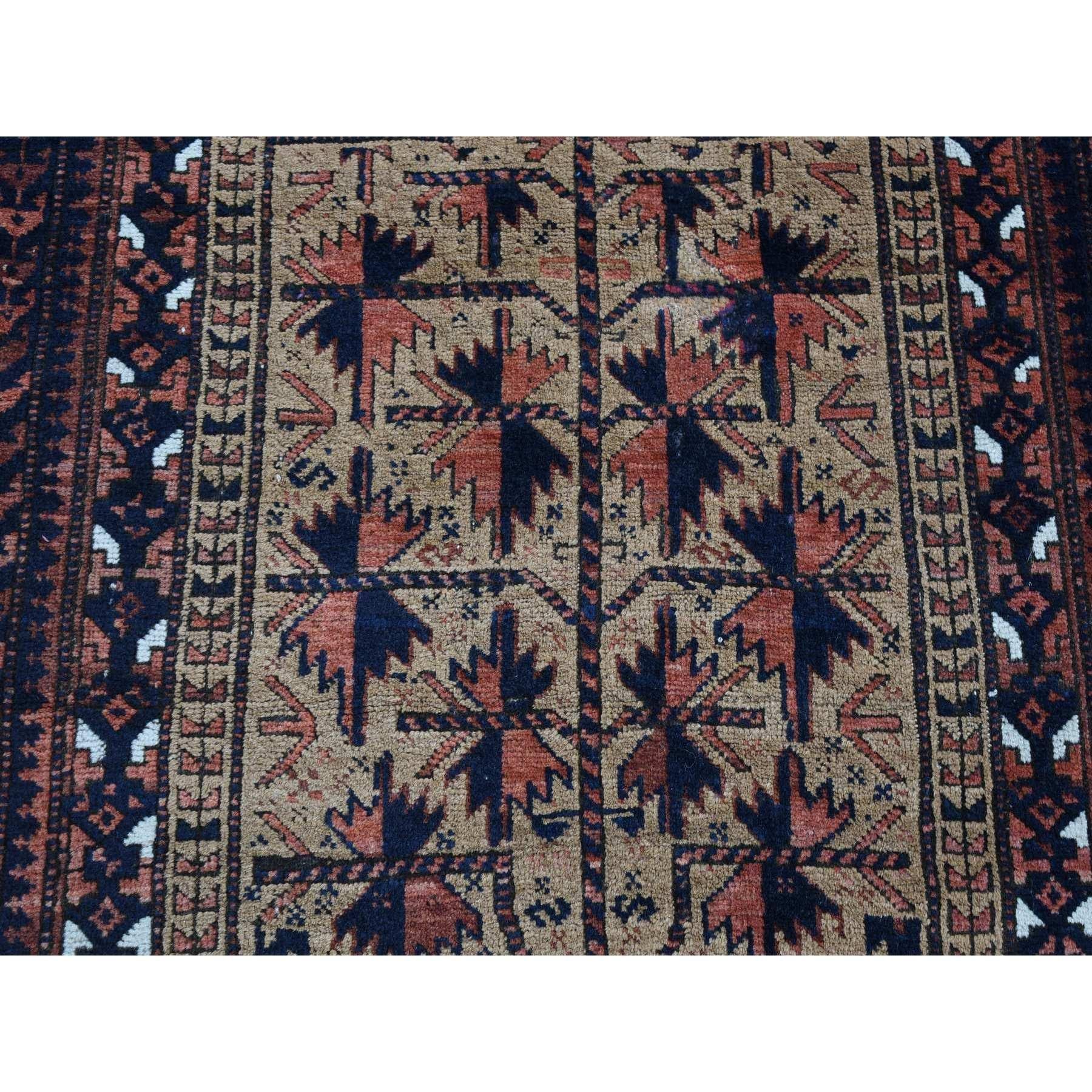 Hand-Knotted Camel Hair, Antique Persian Baluch with Prayer Design, Wool Hand Knotted Rug