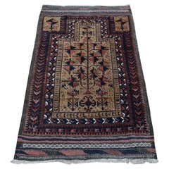 Camel Hair, Antique Persian Baluch with Prayer Design, Wool Hand Knotted Rug