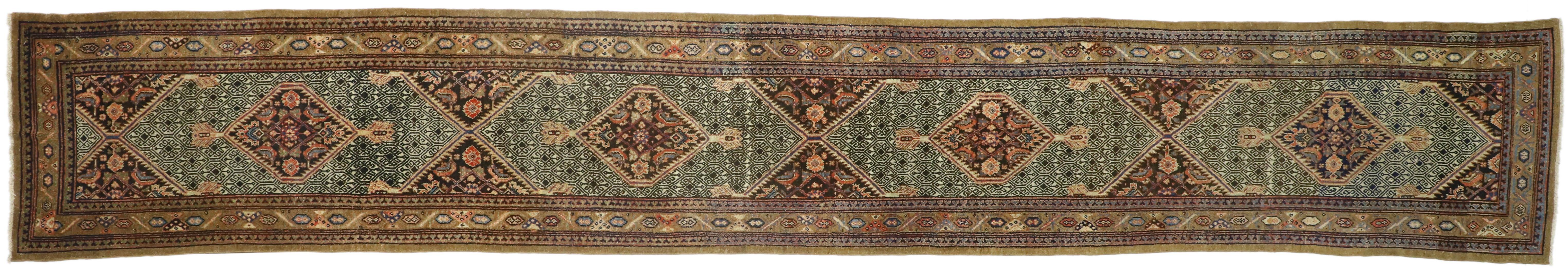 Camel Hair Antique Persian Malayer Extra-Long Runner with Arts and Crafts Style 4