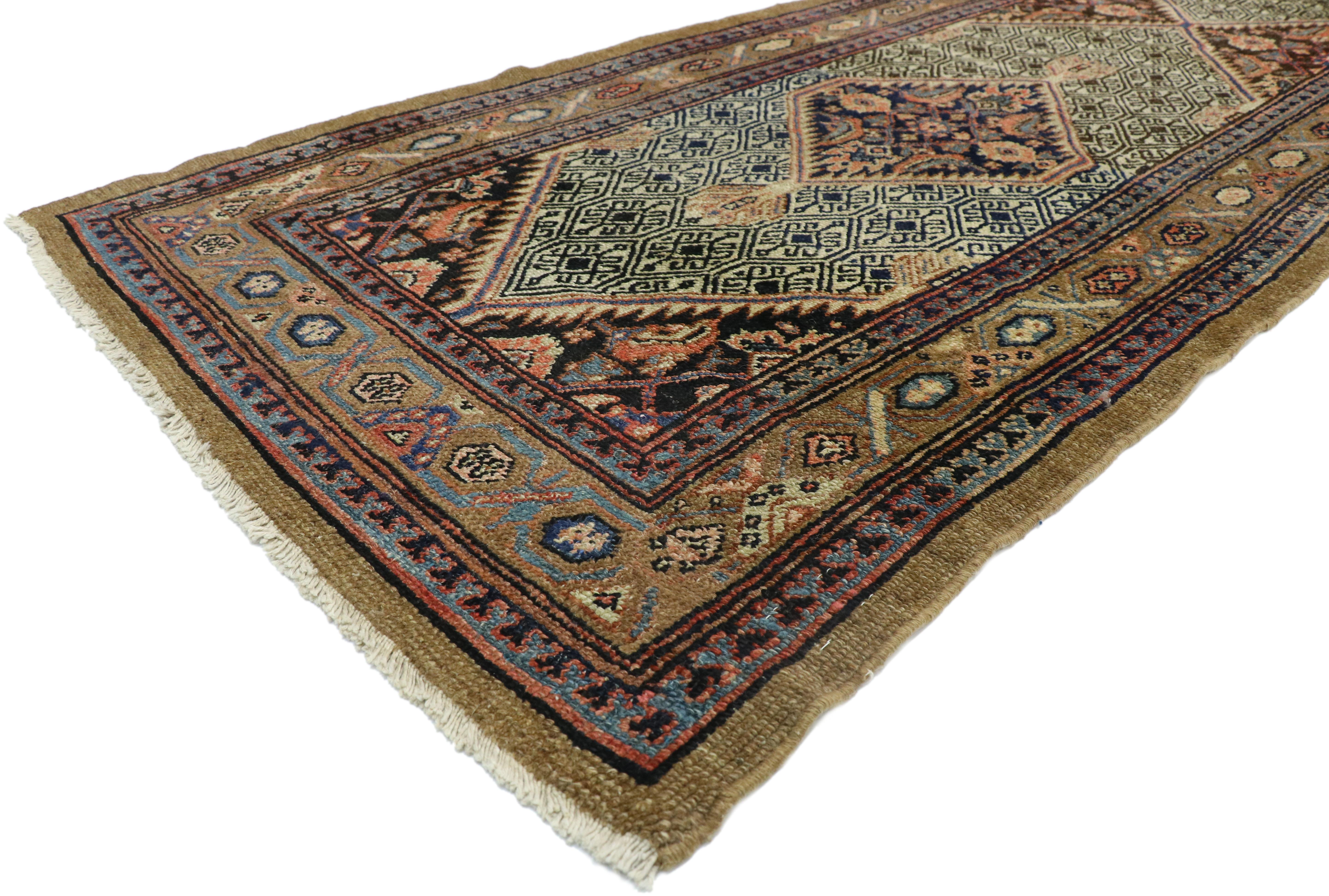 Camel Hair Antique Persian Malayer Extra-Long Runner with Arts and Crafts Style 5