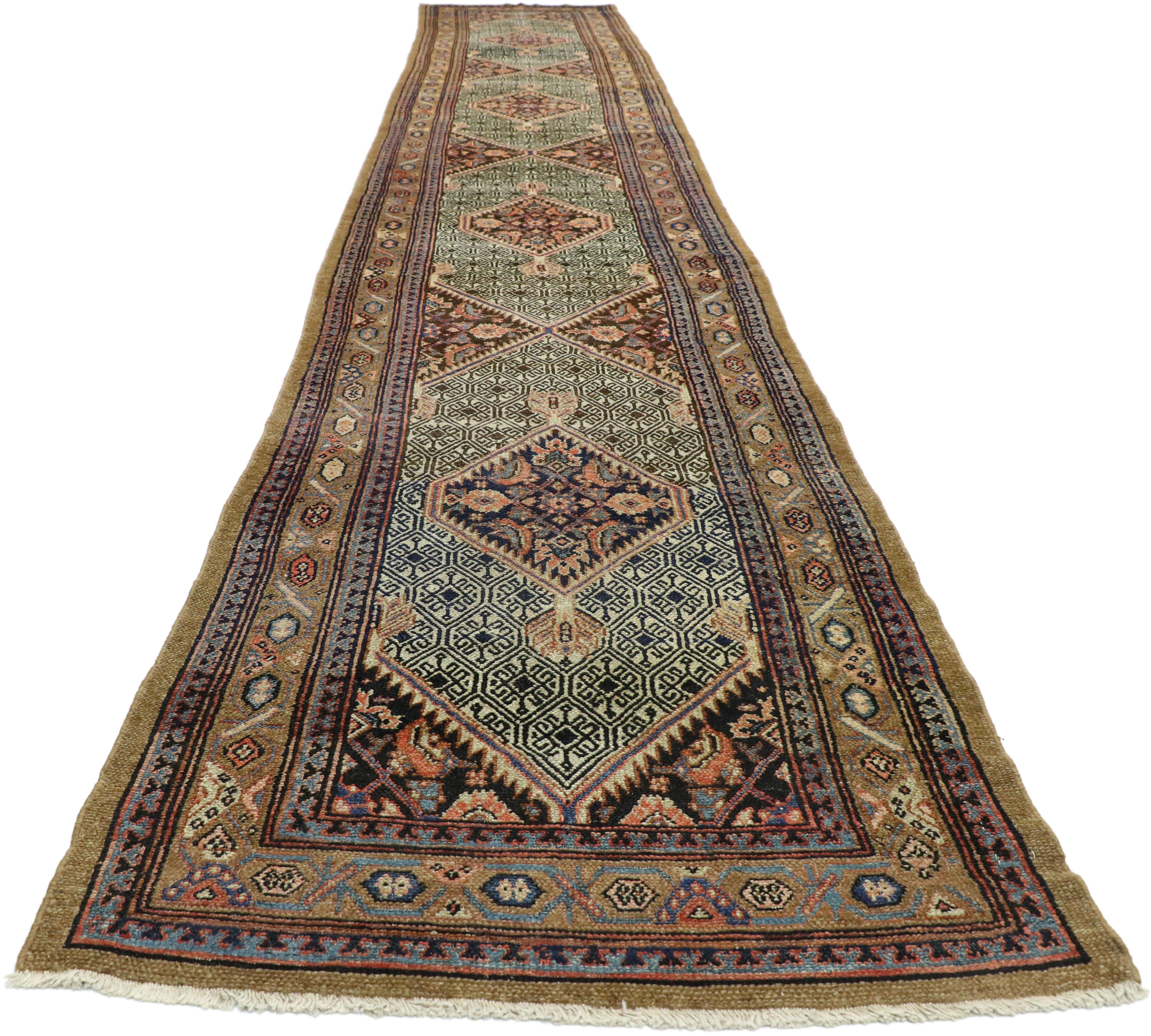 Camel Hair Antique Persian Malayer Extra-Long Runner with Arts and Crafts Style 6