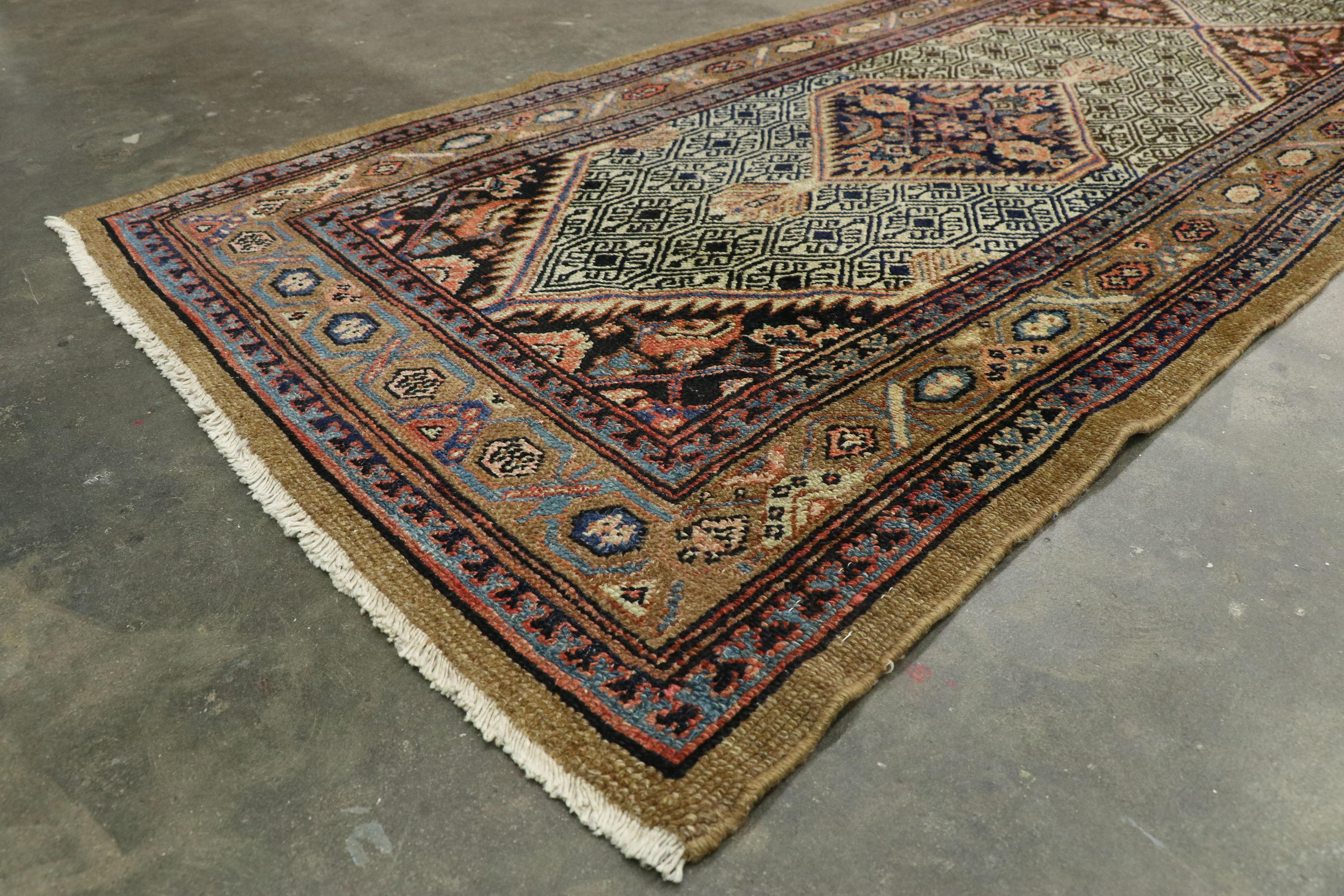 Camel Hair Antique Persian Malayer Extra-Long Runner with Arts and Crafts Style 1