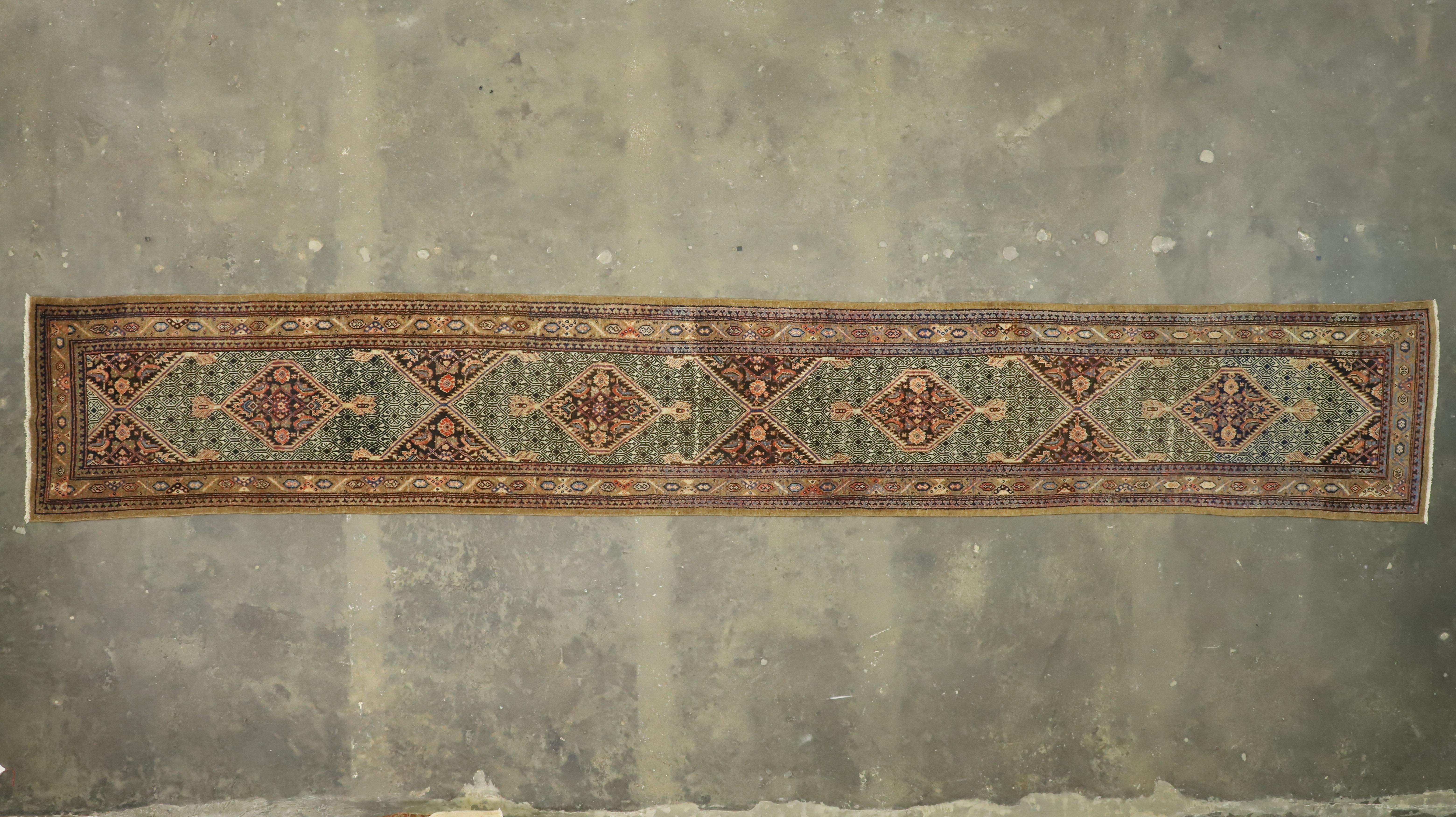 Camel Hair Antique Persian Malayer Extra-Long Runner with Arts and Crafts Style 3