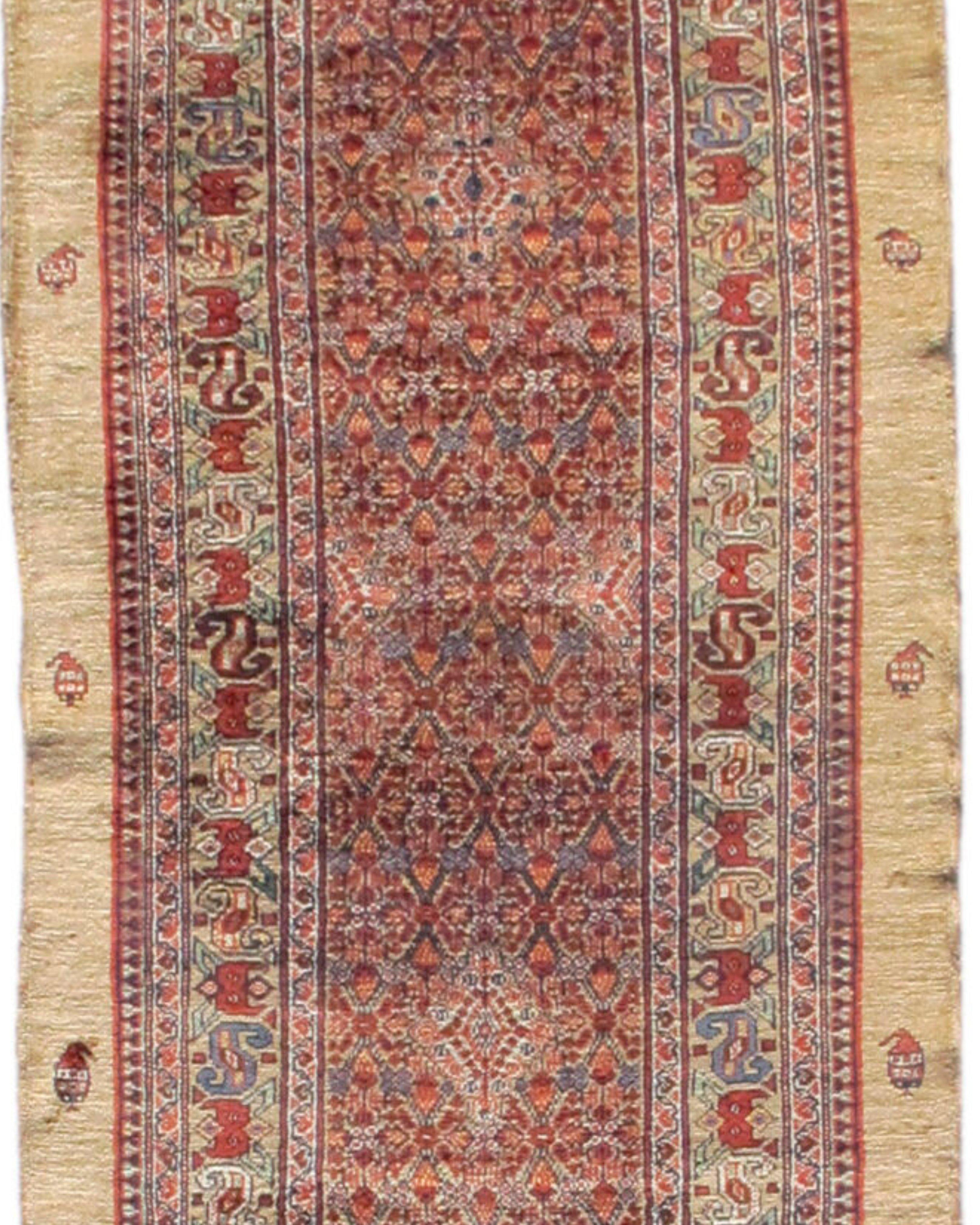 Hand-Knotted Camel Hair Hamadan Runner Rug, Early 20th century For Sale