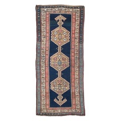 Camel Hair Kurdish Runner with Piercing Navy, Pinks, Salmon, c.1930's