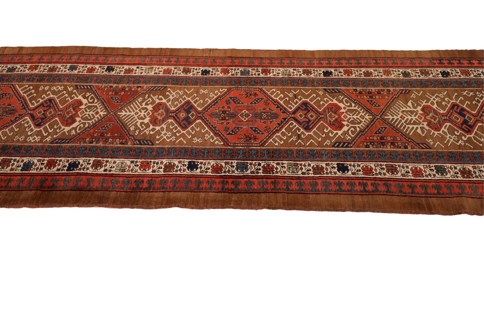 Hand-Knotted Camel-Hair Serab Antique runner - 3'8