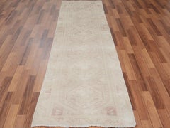 Camel Hair Vintage Persian Serab Worn Down Runner Hand Knotted Oriental Rug
