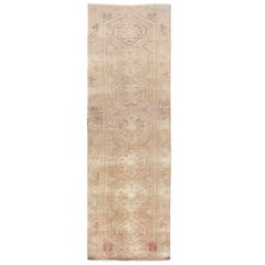 Camel Hair Vintage Persian Serab Worn Down Runner Hand Knotted Oriental Rug