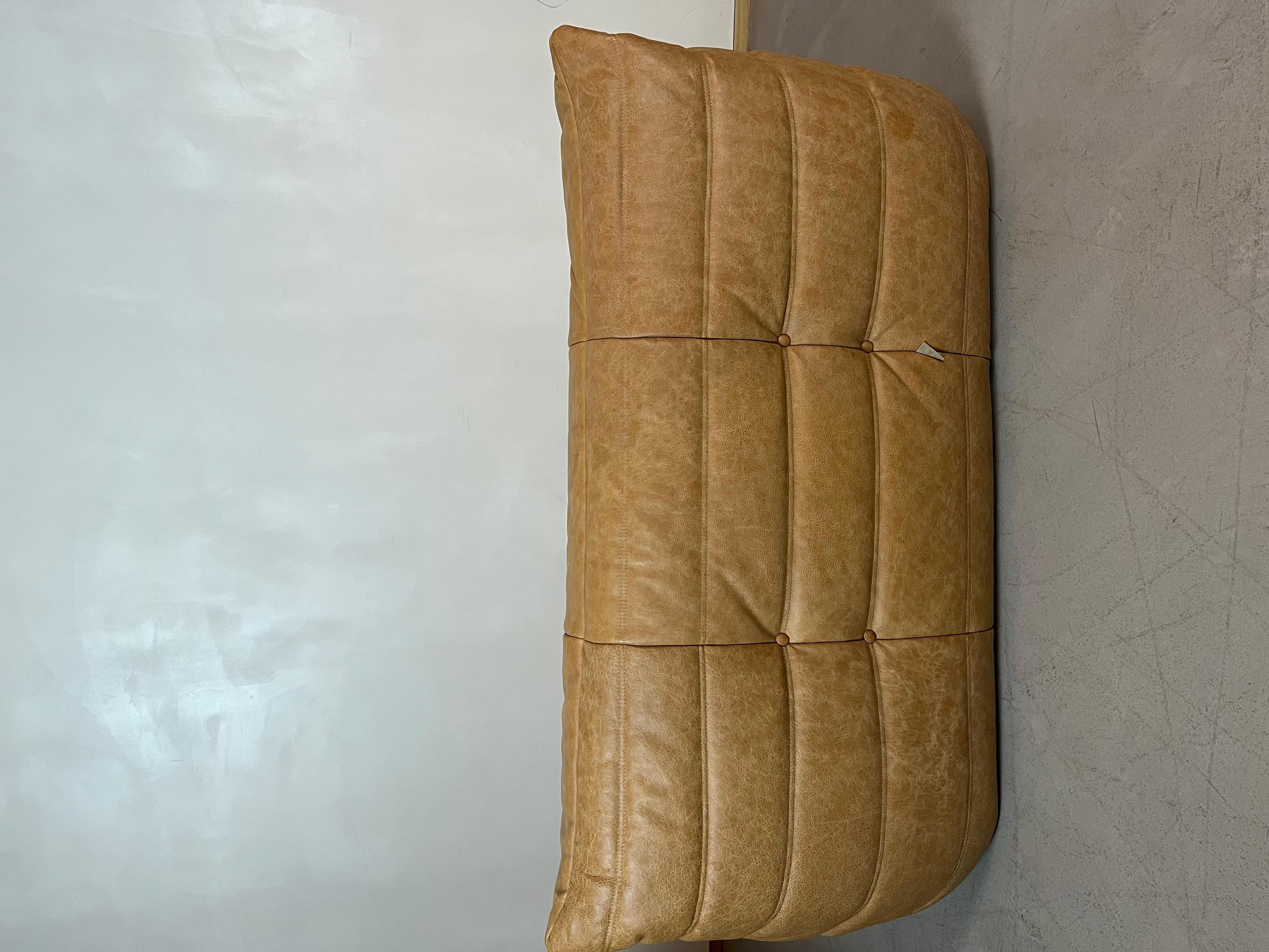 Camel leather Togo Sofa by Michel Ducaroy for Ligne Roset, Set of 5 pieces For Sale 4