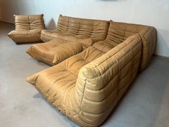 Camel leather Togo Sofa by Michel Ducaroy for Ligne Roset, Set of 5 pieces