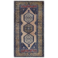 Camel 
Navy Yahyali • Handmade Vintage Turkish Village Rug (4
x8
)