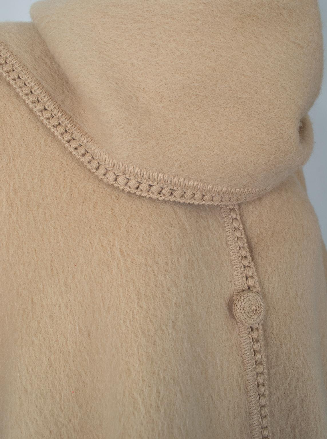 Camel Peruvian Alpaca Poncho with Attached Scarf, Jacome Estate - One Size, 1960 5