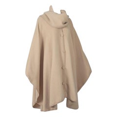 Retro Camel Peruvian Alpaca Poncho with Attached Scarf, Jacome Estate - One Size, 1960