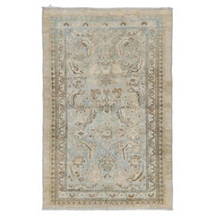 Tapis décoratif persan ancien Serab bleu poudré