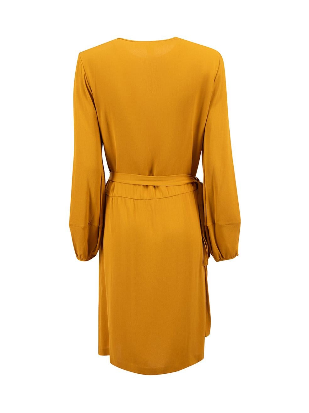 Camel Round Neck Wrap Dress Size XL In Good Condition For Sale In London, GB
