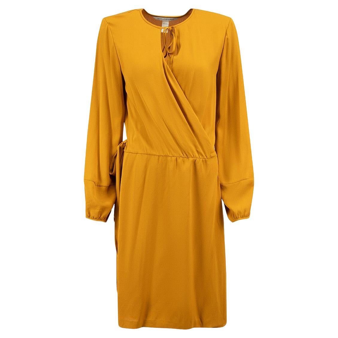 Camel Round Neck Wrap Dress Size XL For Sale