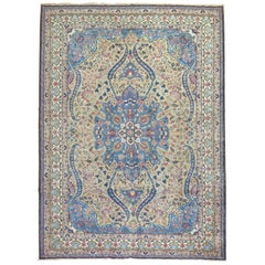 Camel Royal Blue Persian Tabriz Rug