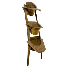 Vintage Camel Seat and Brass Bucket Shelving