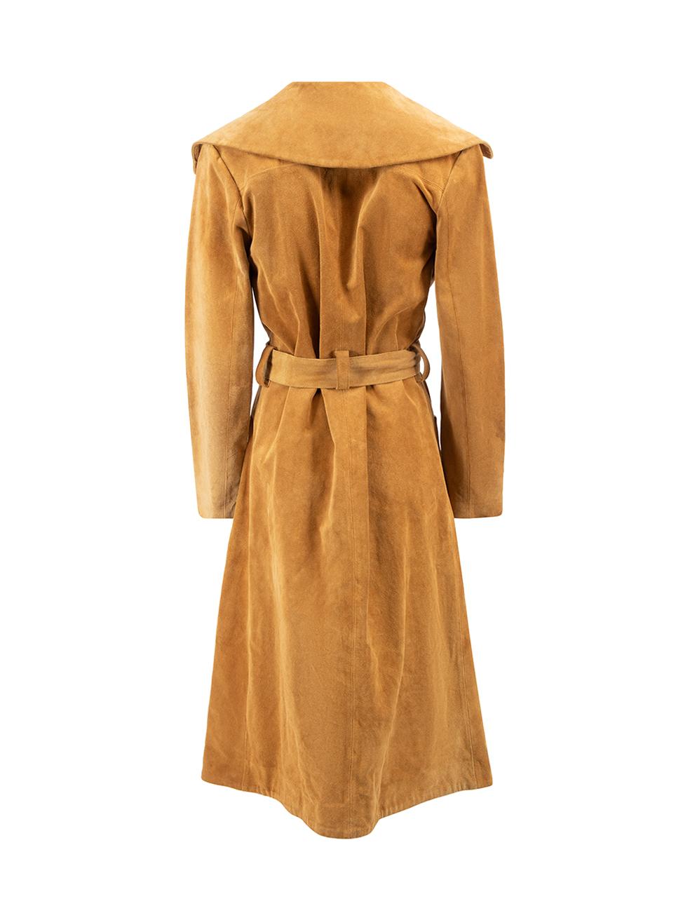 Frame Camel Suede Belted Trench Coat Size S In Good Condition In London, GB