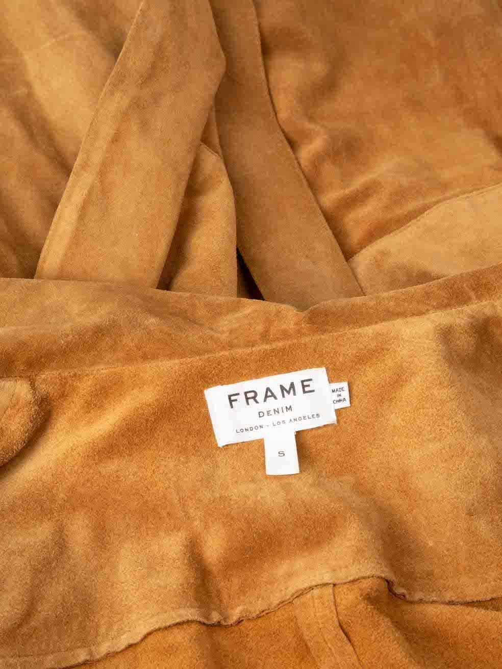 Frame Camel Suede Belted Trench Coat Size S 2
