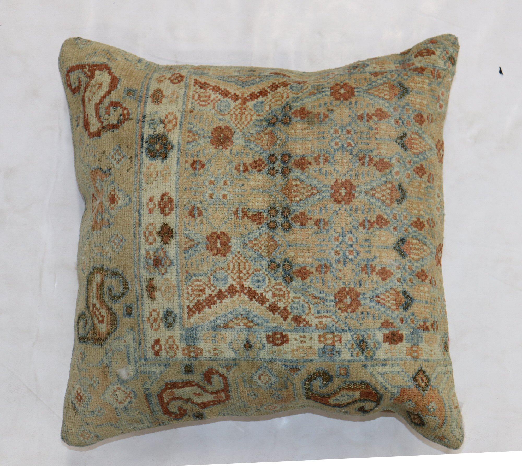 Camel Terracotta Antique Persian Rug Pillow In Good Condition For Sale In New York, NY