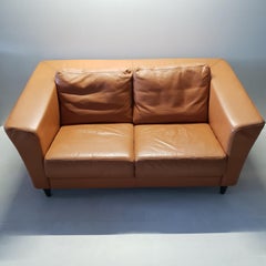 Camel Thick Quality Leather 2-Seat Sofa by Molinari, 1990s