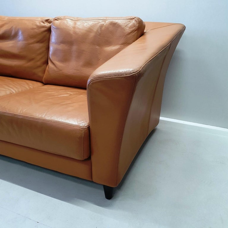 Camel Thick Quality Leather 2Seat Sofa by Molinari, 1990s