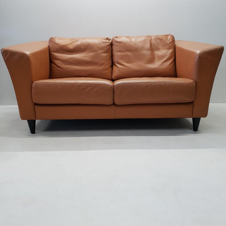 Camel Thick Quality Leather 2-Seat Sofa by Molinari, 1990s ...