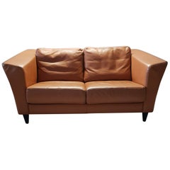 Camel Thick Quality Leather 2-Seat Sofa by Molinari, 1990s