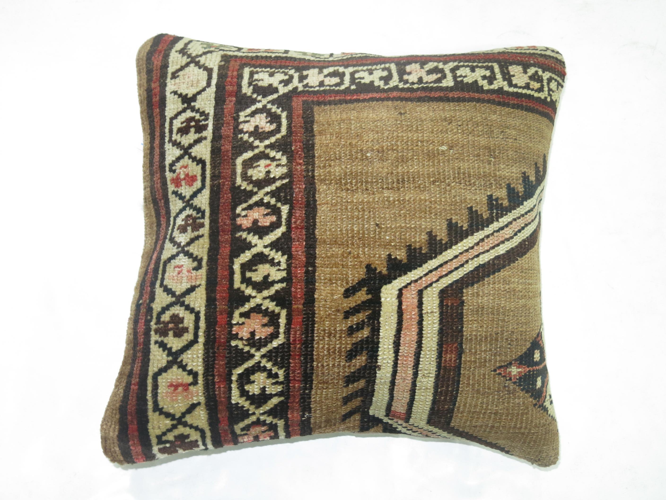 Camel Tribal Bakshaish Rug Pillow In Good Condition For Sale In New York, NY