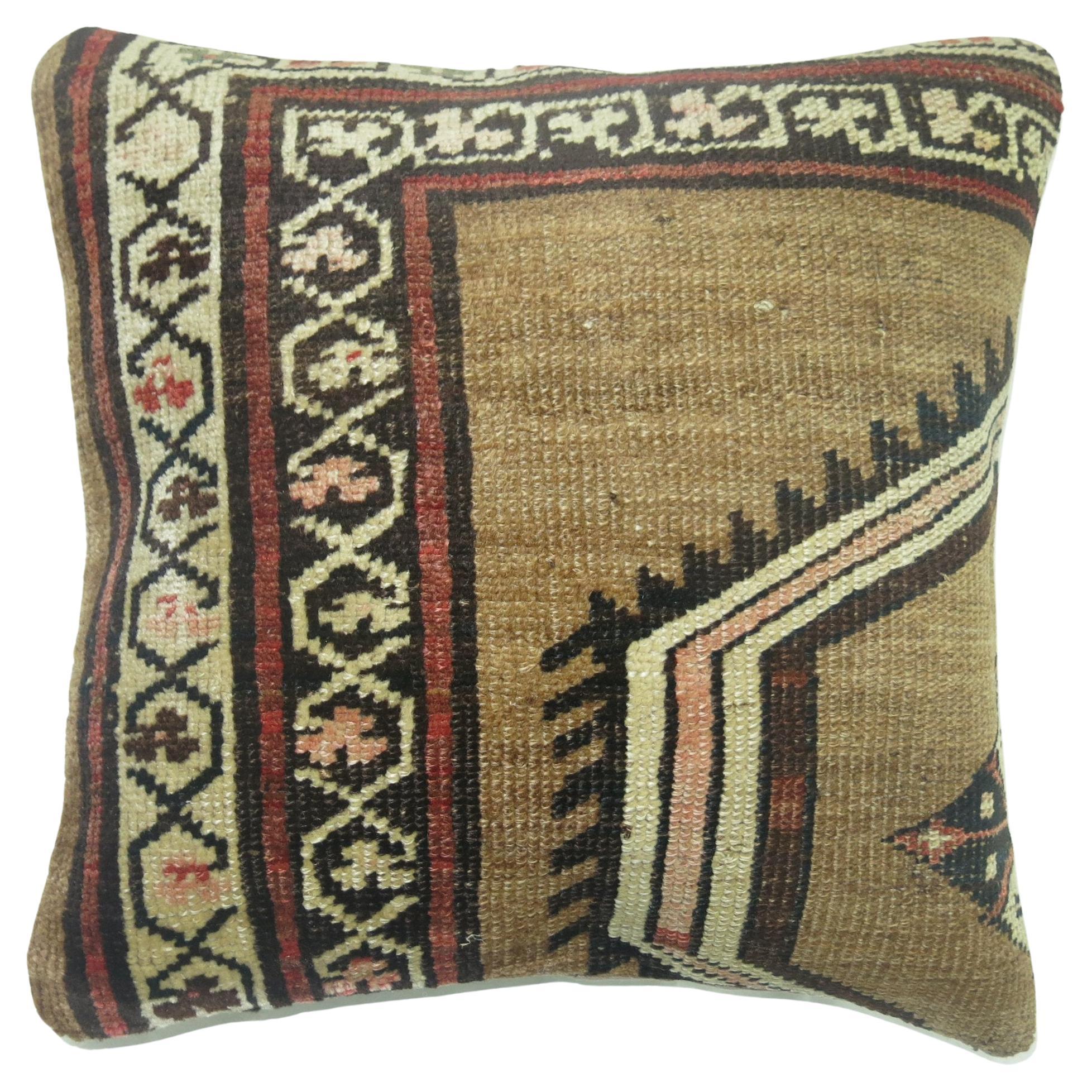 Camel Tribal Bakshaish Rug Pillow For Sale