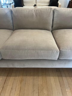 Camel Velvet English Roll Arm Modern Sofa on Brass Castors