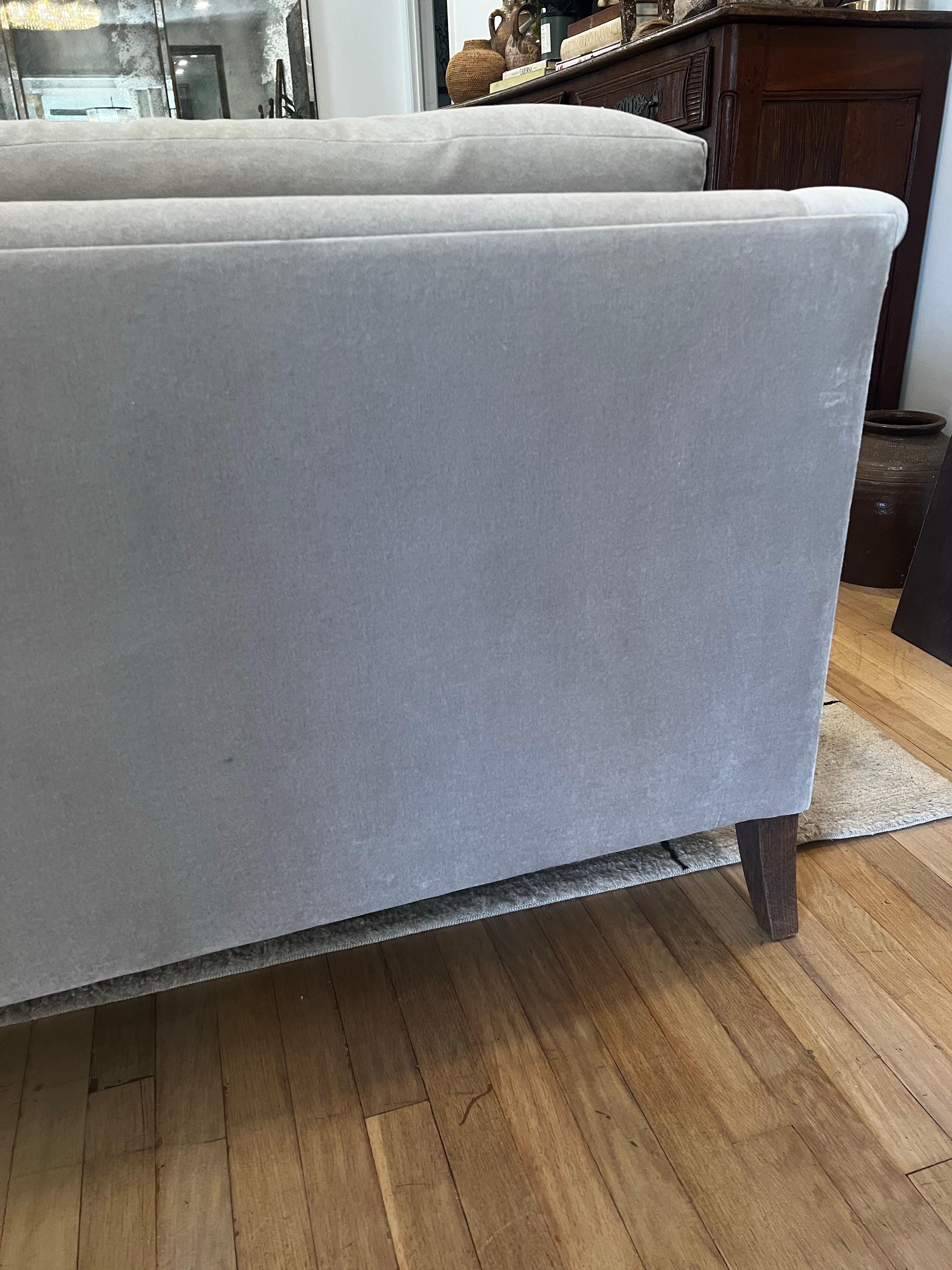 Camel Velvet English Roll Arm Modern Sofa on Brass Castors 4