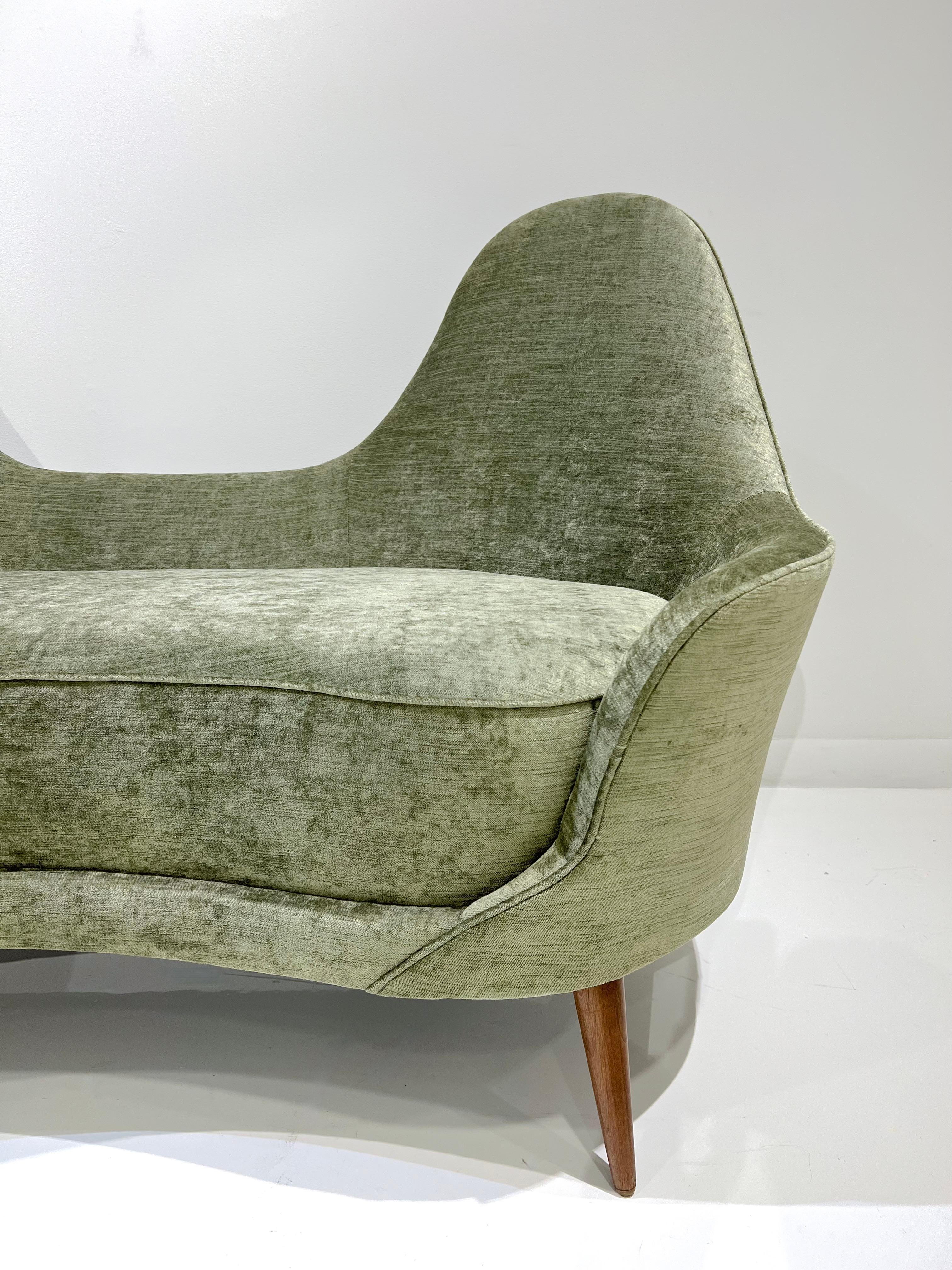 Mid-Century Modern Camelback Settee