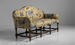 Camelback Sofa in Linen Floral Print by James Malone, Italy, Circa 1860