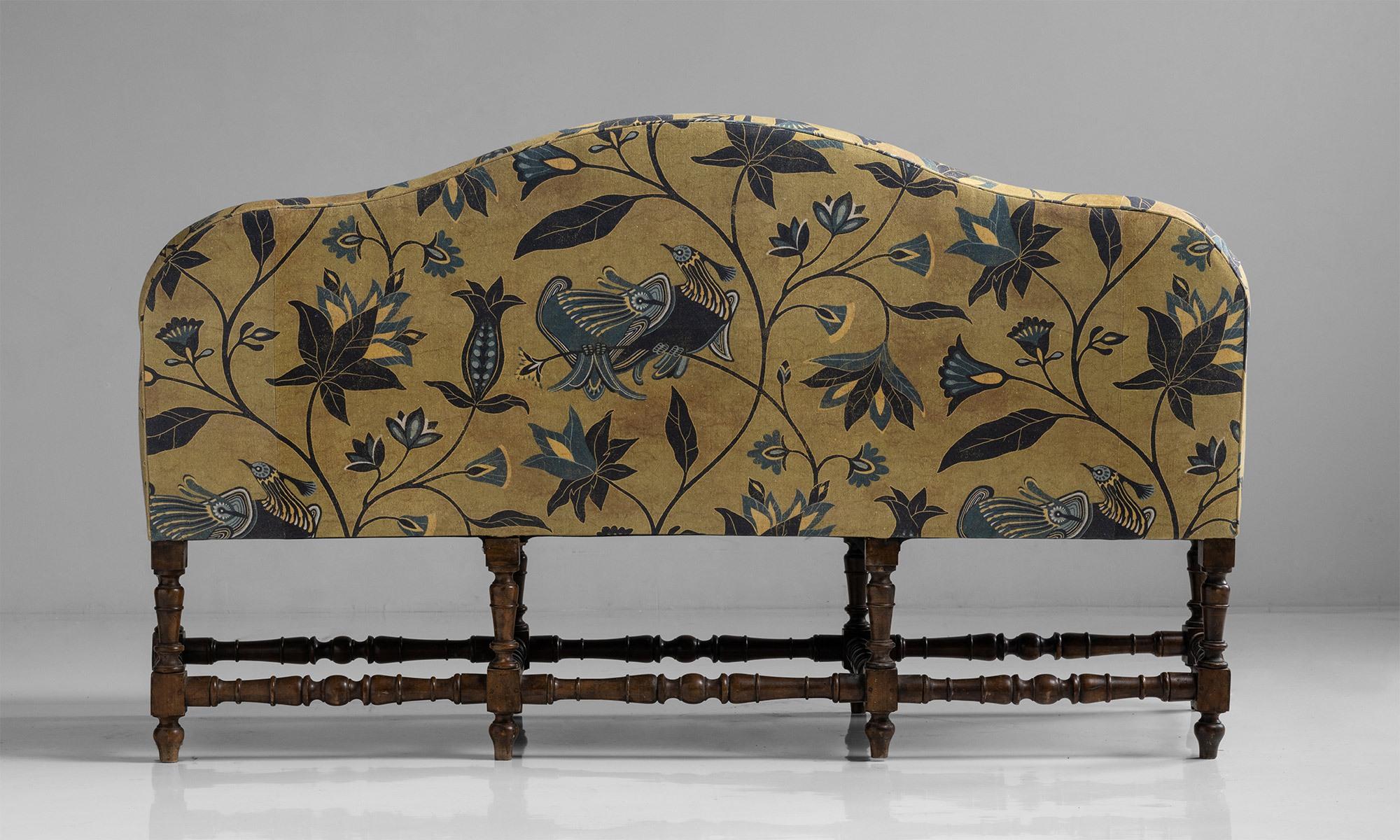 Cotton Camelback Sofa in Linen Floral Print by James Malone, Italy, Circa 1860