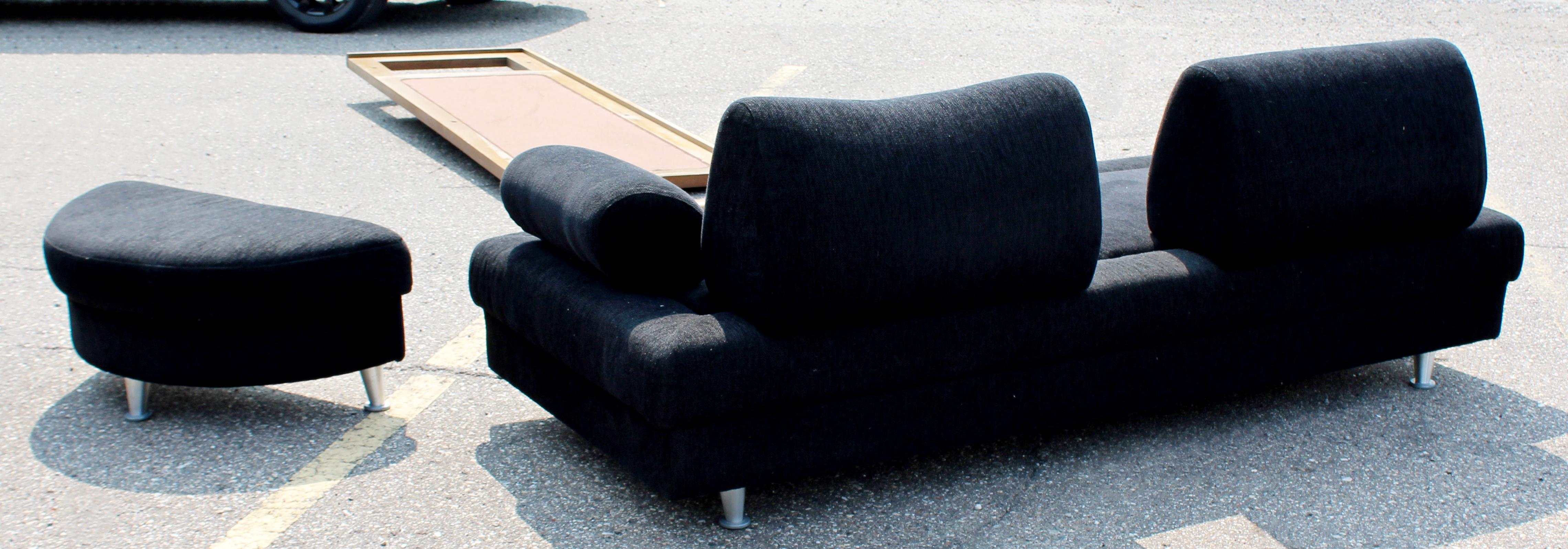 Late 20th Century Cameleon Sofa by Normand Couture Shermag Canada Sofa and Ottoman on Chrome