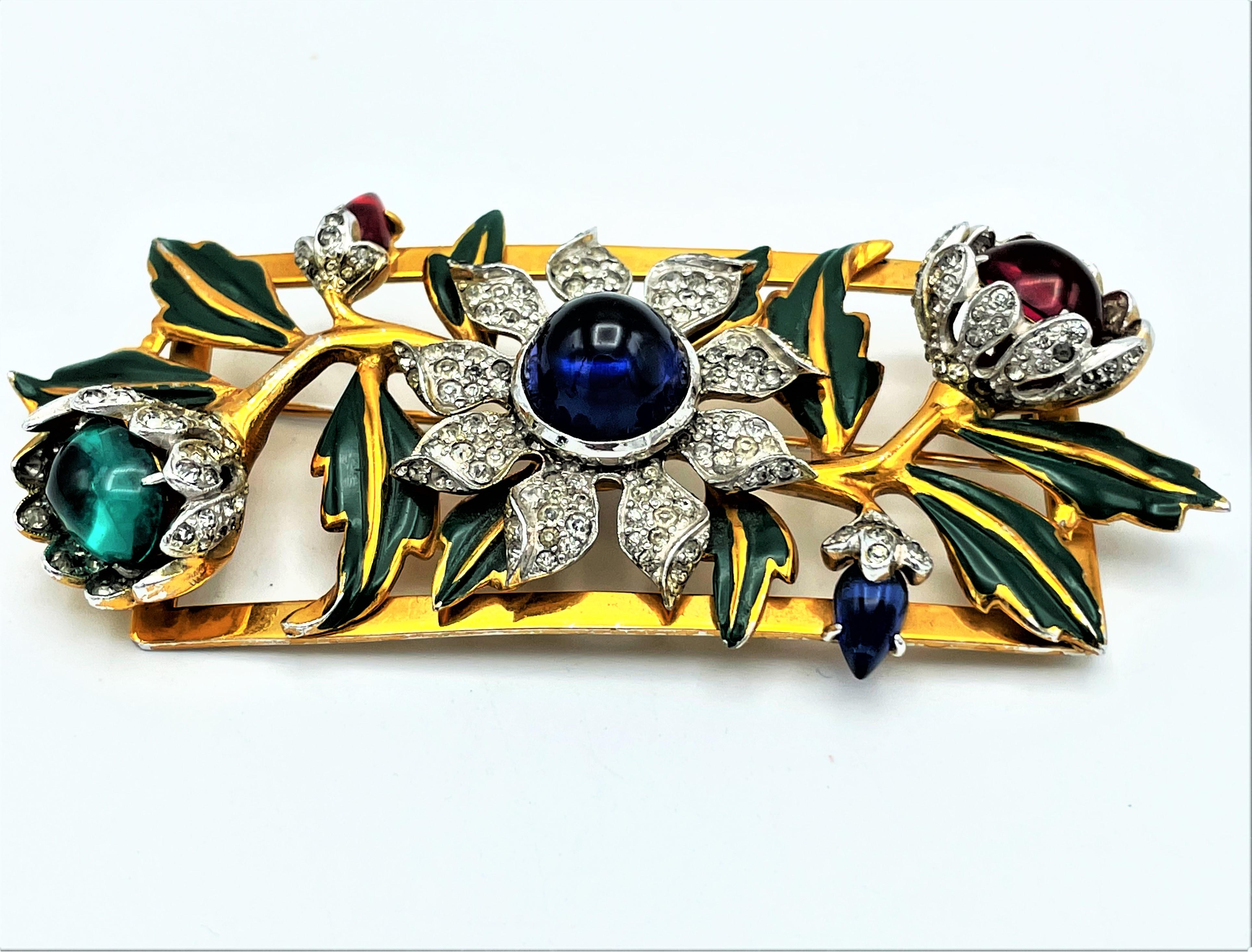 Ensemble COROCRAFT Camelia, bracelet, broche et boucle d'oreille à clip, conçu en 1939  USA en vente 6