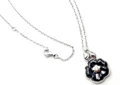 Camelia Galbe Diamond Black Ceramic Flower White Gold Necklace