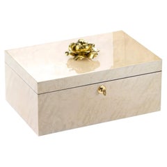 Camelia Rectangular Beige Porcelain Jewelry Box