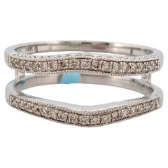 Camellia  14K White Gold Diamond Ring, 0.25 CT, Size 6.75, Dainty Wedding Band