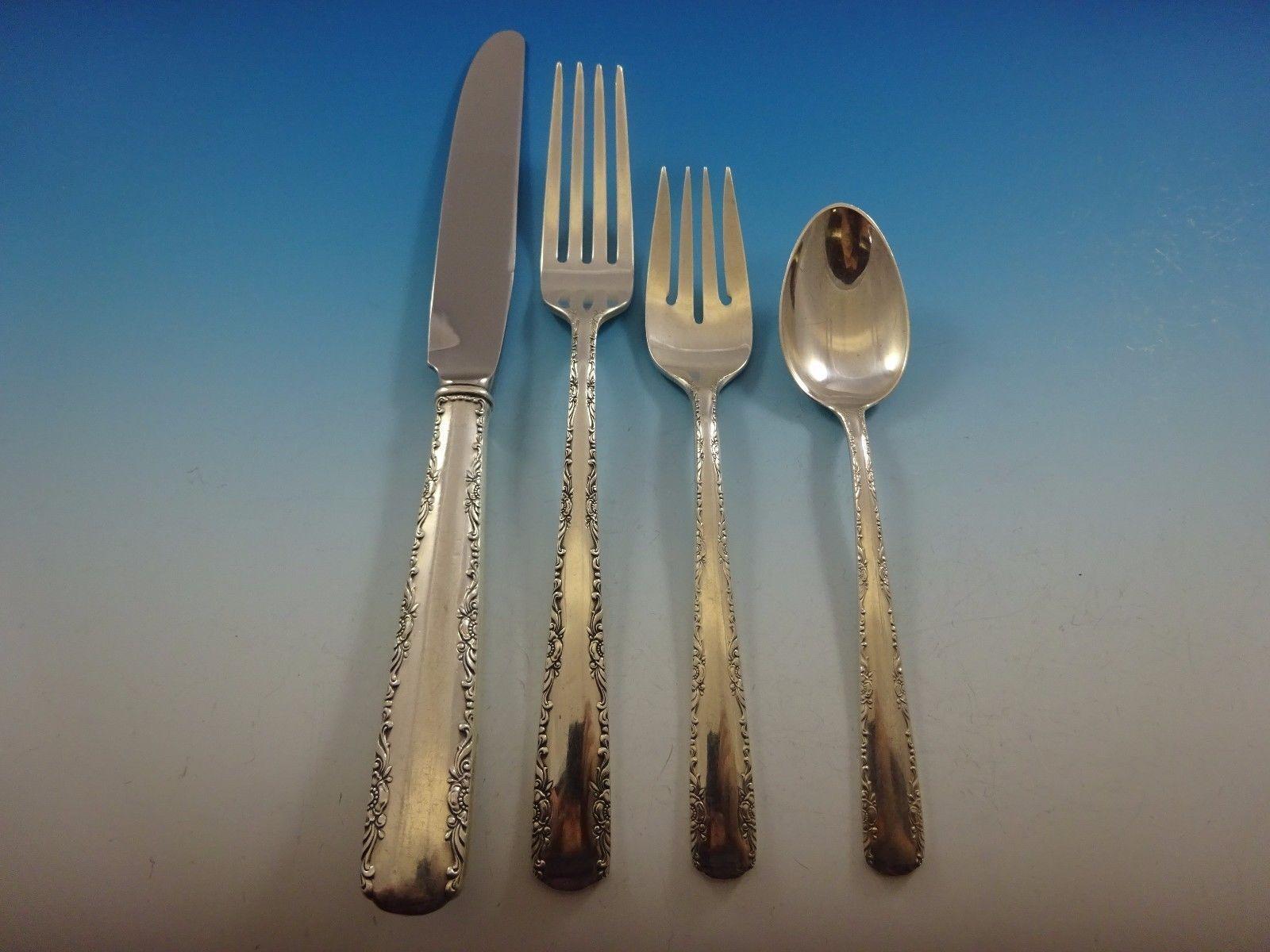 Camelia by Gorham Juego de Cubiertos de Plata de Ley para 8 Servicio de 60 Piezas Cena en Excelente estado para la venta en Big Bend, WI