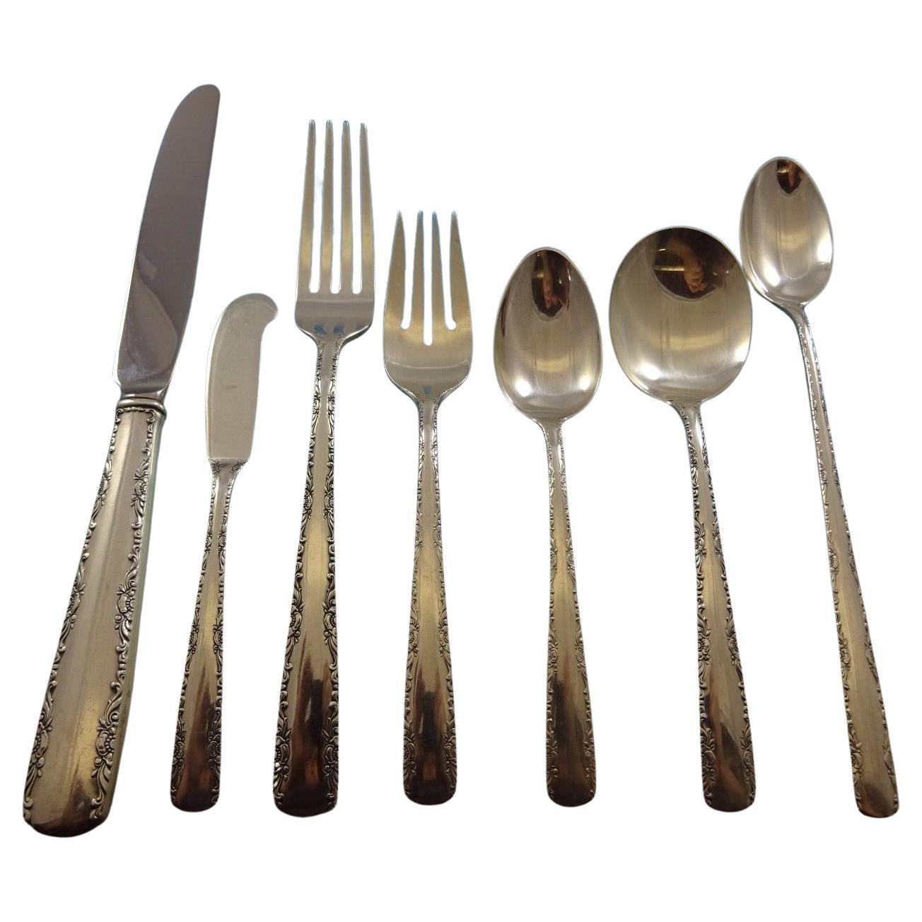 Camelia by Gorham Juego de Cubiertos de Plata de Ley para 8 Servicio de 60 Piezas Cena