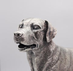 CAMELOT SILVERWARE England Desk Labrador Retriever Dog Sculpture In .925