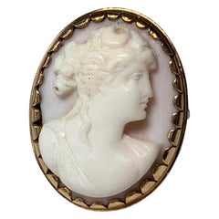 Cameo 14 Karat Gold Ring Monumental Antique Belle Époque c1880 Deeply Carved