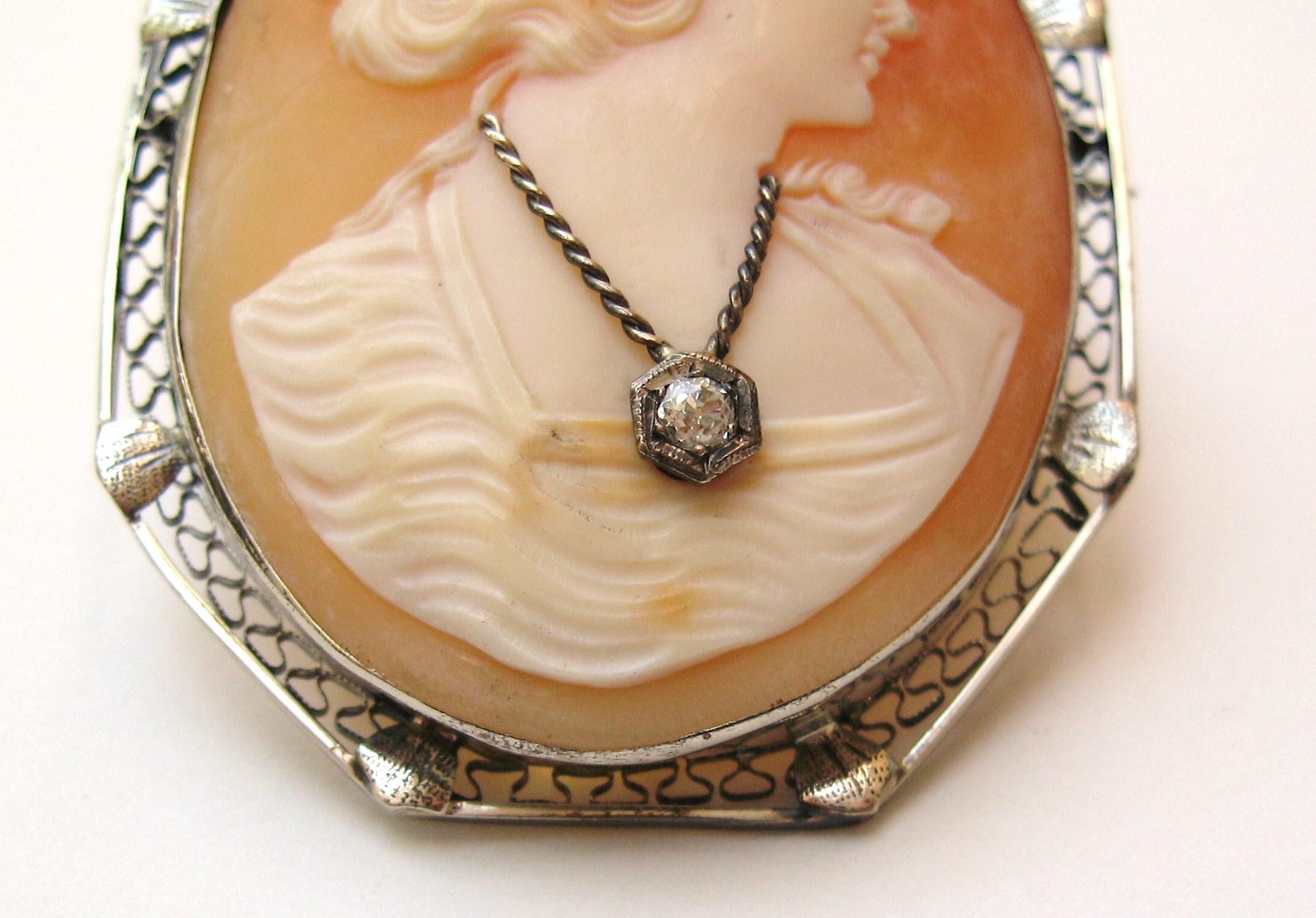 cameo with diamond necklace