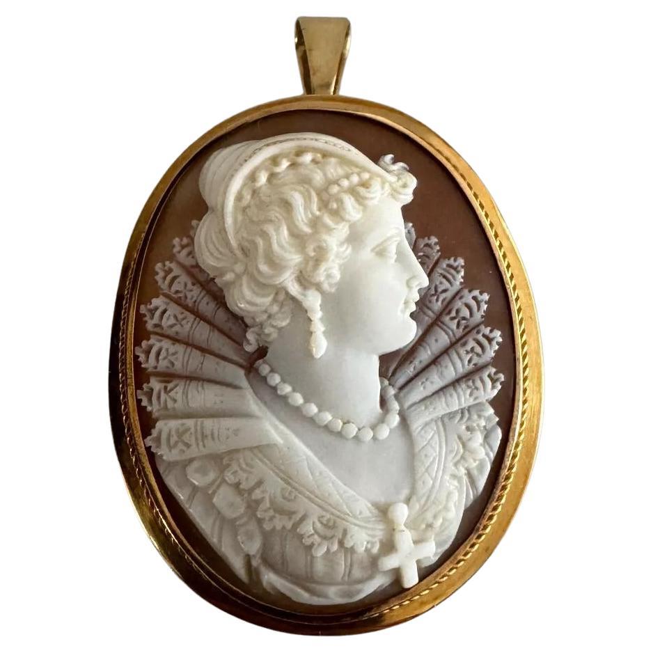 Cameo 19th century profile of a woman in gold frame