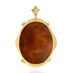 Cameo Diamond 18 Karat Gold Pendant Necklace