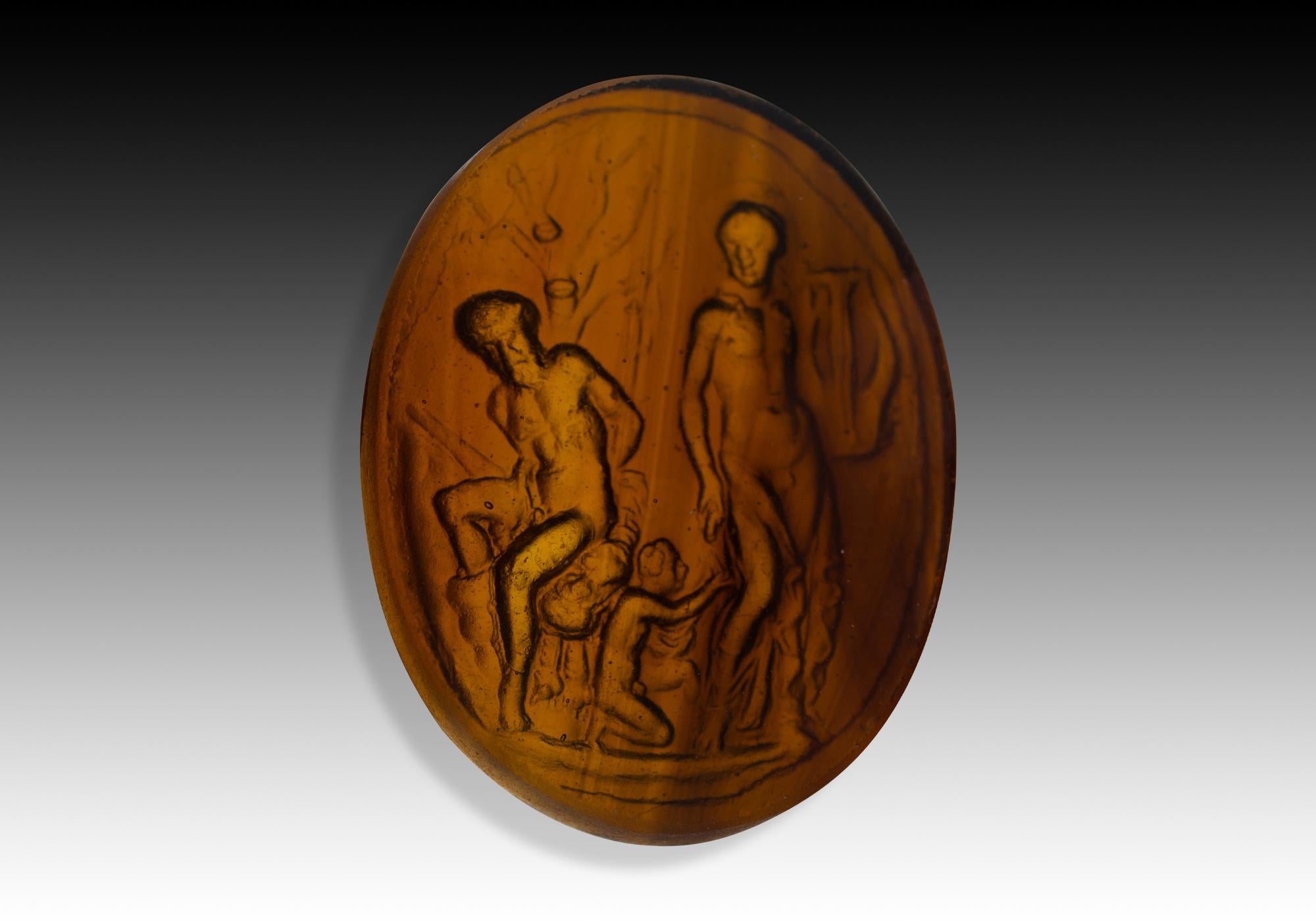 italien Cameo, Apollo et Marsyas. Le verre. Peut-être, Italie, 19e siècle. en vente